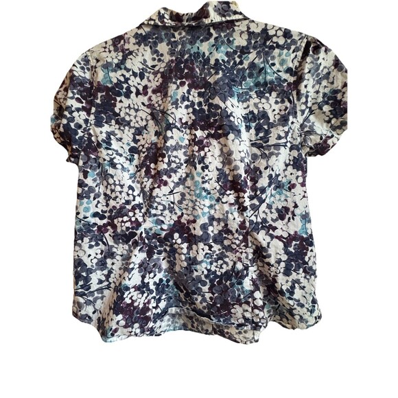 G.H. Bass & Co. Women’s Floral Blouse XL Short Sleeve Button Front Cotton Blend - Picture 5 of 7